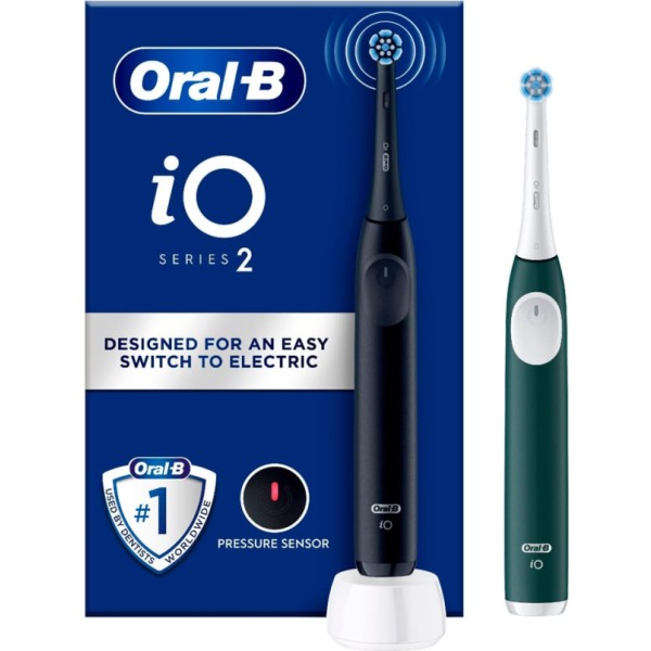 Braun oral-b io 2 duo negro y verde / pack doble de cepillos de dientes eléctricos